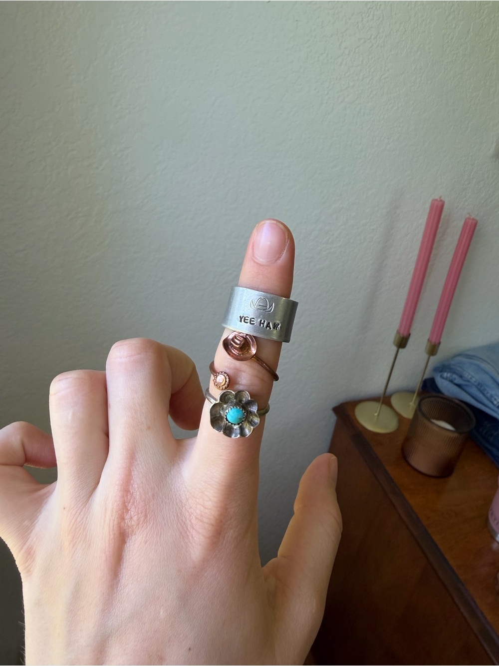 Western Turquoise Boho Festival Ring Stack